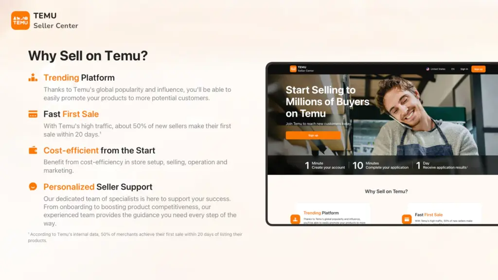 Die original Temu App im Shopify App Store