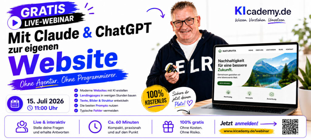 Gratis Live Webinar über Vive Coding - Mit Claude und ChatGPT zur eigenen Website